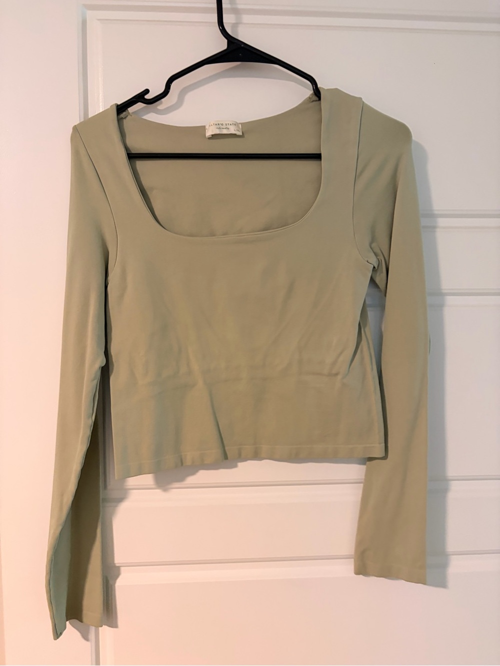 Long Sleeve Square Neck Women's Top in Sage Green